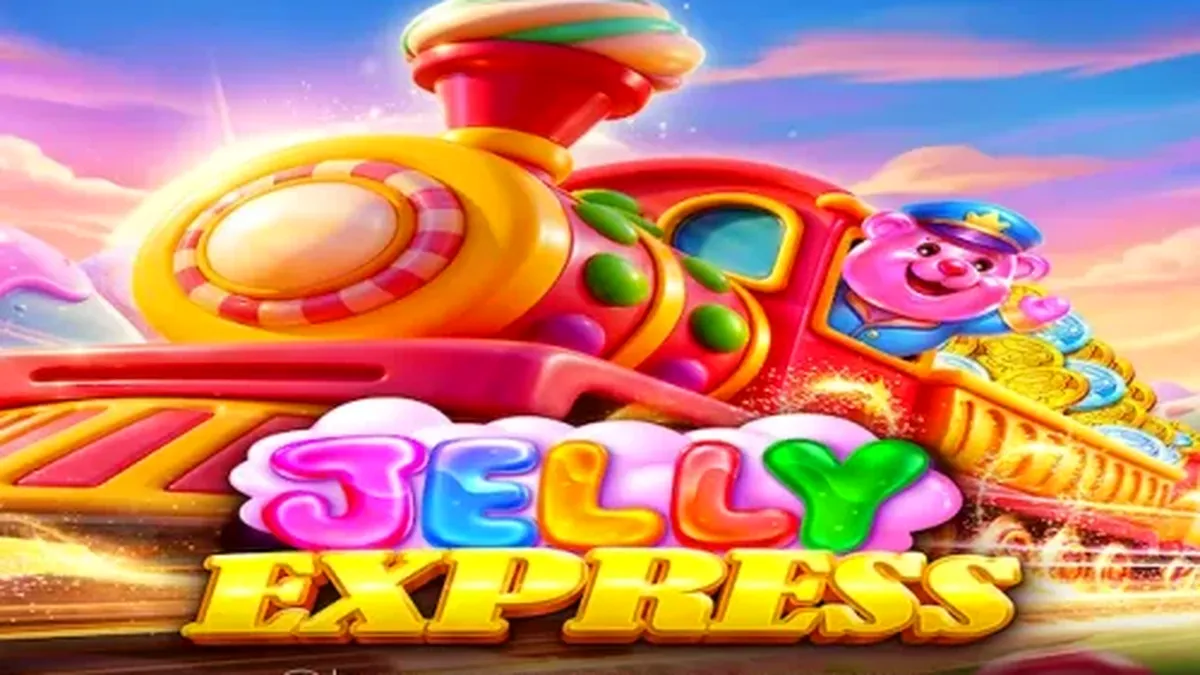 Interface colorida e temática de doces do slot Jelly Express